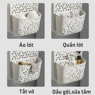 Giỏ đựng quần áo nhà tắm ECO thiết kế tay cầm treo tường có thể gấp gọn chất liệu nhựa kèm miếng dán