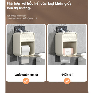 Hộp đựng giấy vệ sinh ECO treo tường 2 trong 1, hộp đựng giấy chất liệu ABS + PP cao cấp chống nước