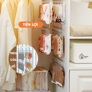Móc treo đồ của bé ECO treo đồ lót tất vớ chất liệu thép không gỉ có móc khóa chống trượt tiện lợi