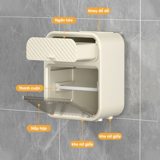 Hộp đựng giấy vệ sinh ECO treo tường 2 trong 1, hộp đựng giấy chất liệu ABS + PP cao cấp chống nước