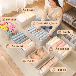 Hộp đựng quần áo ECO đựng tất vớ, đồ lót chia ngăn cứng cáp, Hộp vải oxford có thể gập gọn tiện lợi