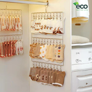 Móc treo đồ của bé ECO treo đồ lót tất vớ chất liệu thép không gỉ có móc khóa chống trượt tiện lợi