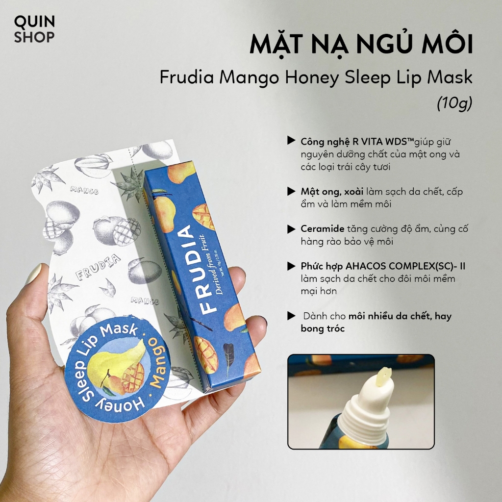 Son Dưỡng Và Mask Ngủ Môi Frudia Honey 3in1 Lip Balm Coconut Honey Salve Lip Cream Mango Honey 9338