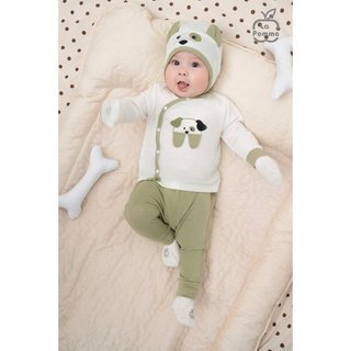 La pomme set sơ sinh La Pomme Chó đốm Xanh (Olive) cho bé sơ sinh