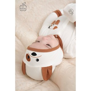 La pomme Bộ dài tay La Pomme cúc lệch Chó đốm - Cam cho bé sơ sinh
