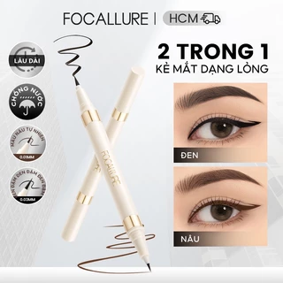 Bút Kẻ Mắt Dạng Lỏng FOCALLURE 2 Trong 1 Không Thấm Nước Hai Đầu Khô Nhanh Chống Lem Trôi 1.2g