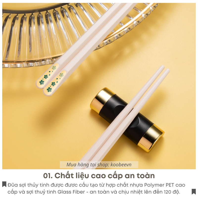 Bộ 10 Đôi Đũa Hợp Kim Màu Trắng Kháng Khuẩn Không Mốc Chống Trơn Chịu Nhiệt Họa Tiết Cỏ 4 Lá Cao Cấp | 068