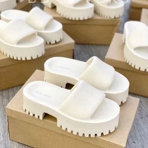 Dép Quai Ngang Đế Xuồng Cao 5cm Đế Răng Cưa Chống Trơn Trượt Chất Liệu Eva Kiểu Dáng Thời Trang
