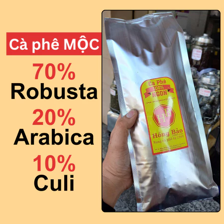 1 Kg Cà phê giá Sỉ, có Hóa Đơn - 70% Robusta Đắk Lắk, 20% Arabica Cầu Đất, 10% Culi Mộc - Hồng Bảo