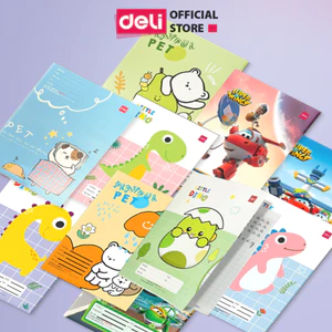 Combo 3 5 10 Vở Ô Ly Học Sinh 48/80 Trang Deli - Tập Viết 4/ 5 Ô Ly Hình Dễ Thương - 70/100gsm