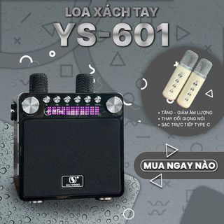 Loa Bluetooth Mini Karaoke Kèm 2 Mic YS-601 Không Dây Đổi Giọng Hát Công Suất 35W Bass Mạnh Có Màn Hình Led