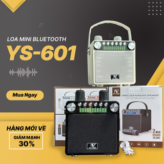 Loa Bluetooth Mini Karaoke Kèm 2 Mic YS-601 Không Dây Đổi Giọng Hát Công Suất 35W Bass Mạnh Có Màn Hình Led