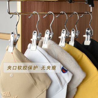Set 10 Móc Kèm Kẹp Treo Quần Áo, Móc Treo Đồ Đa Năng Bằng Thép Không Rỉ Tiết Kiệm Diện Tích 88468
