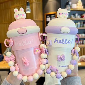 Bình nước lõi thủy tinh giữ nhiệt cao cấp tặng kèm dây đeo và charm BAG U BNDAUTHU57
