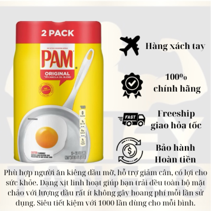 Dầu ăn kiêng Pam Original No-Stick Cooking Spray, 12 oz., Can, 2 ct ...