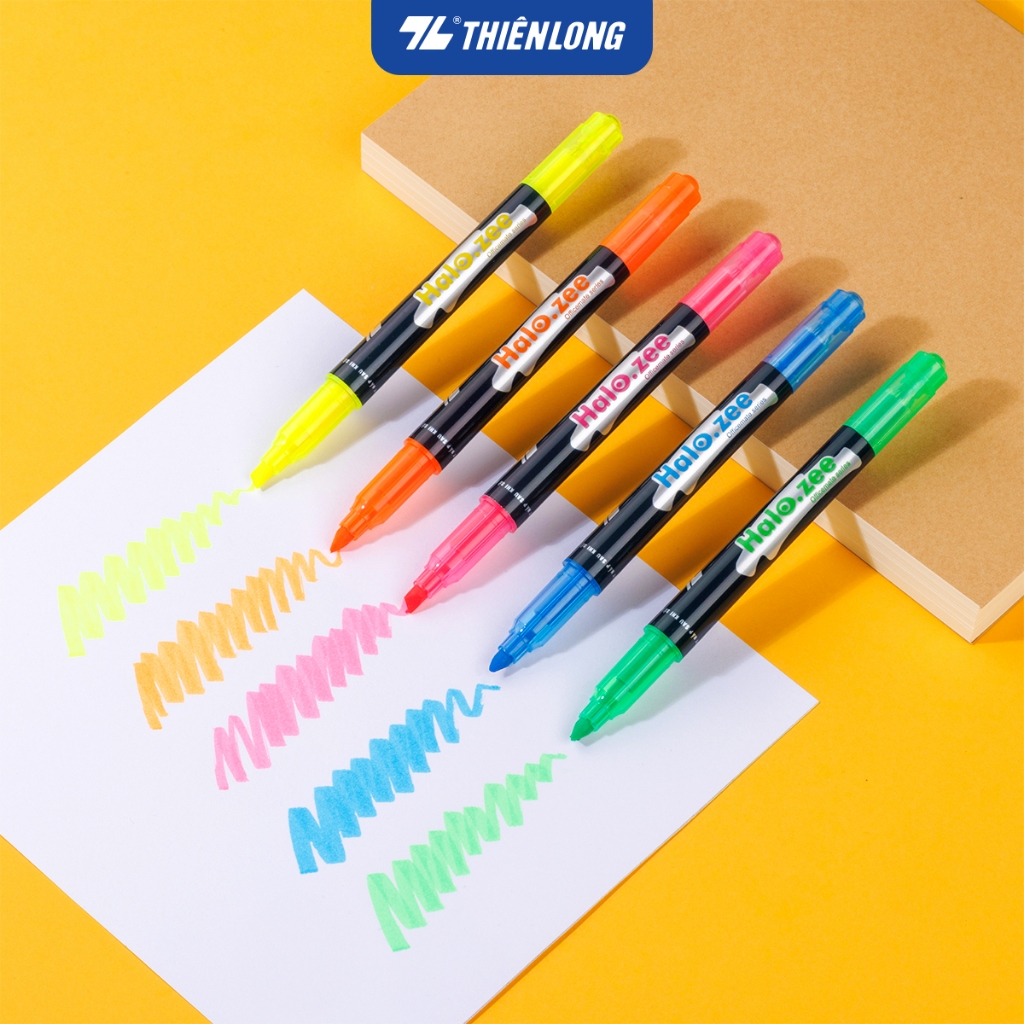 Bút dạ quang Halozee Thiên Long HL-03 - Bút highlight 2 đầu ngòi, màu ...