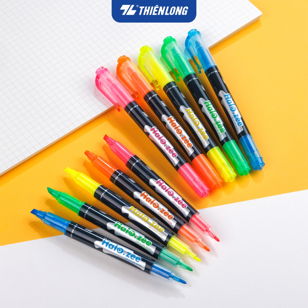 Bút dạ quang Halozee Thiên Long HL-03 - Bút highlight 2 đầu ngòi, màu ...
