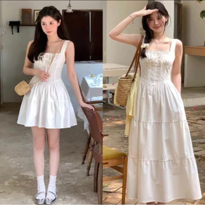 Váy Maxi Thô Trắng Nhúm Eo Ly Ngực Siêu Xinh (kèm ảnh thật)