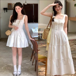 [V1.724] Váy Maxi Thô Trắng Nhúm Eo Ly Ngực Siêu Xinh (kèm ảnh thật)