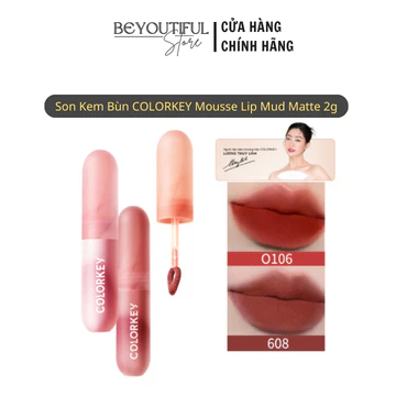 Son Kem Bùn COLORKEY Nhung Lì Lip Mousse Lip Mud 2g