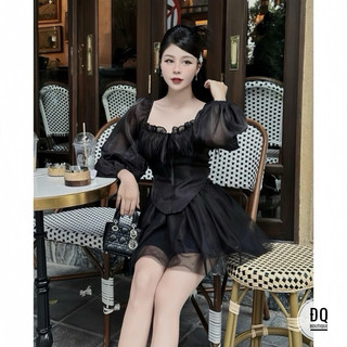 SET ÁO TƠ MIX CHÂN VÁY LƯỚI CHUẨN ẢNH MẪU