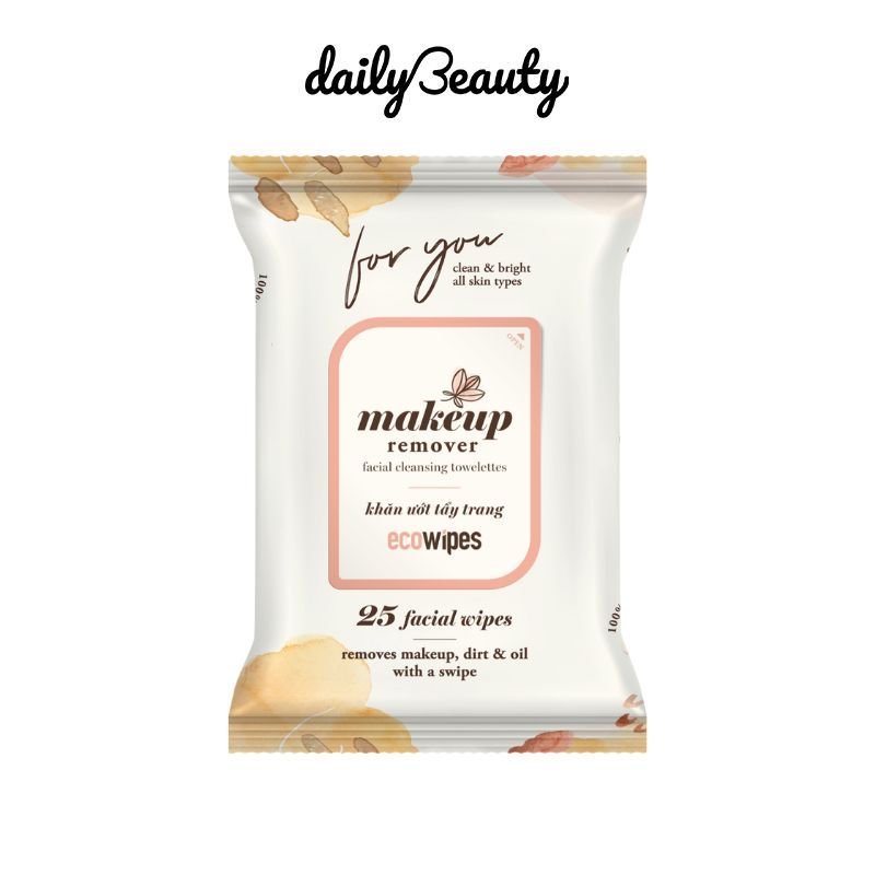 Ảnh Khăn tẩy trang ECOWIPES Facial Cleansing Towelettes Makeup Remover, 25 Tờ/ Gói - Daily Beauty 2