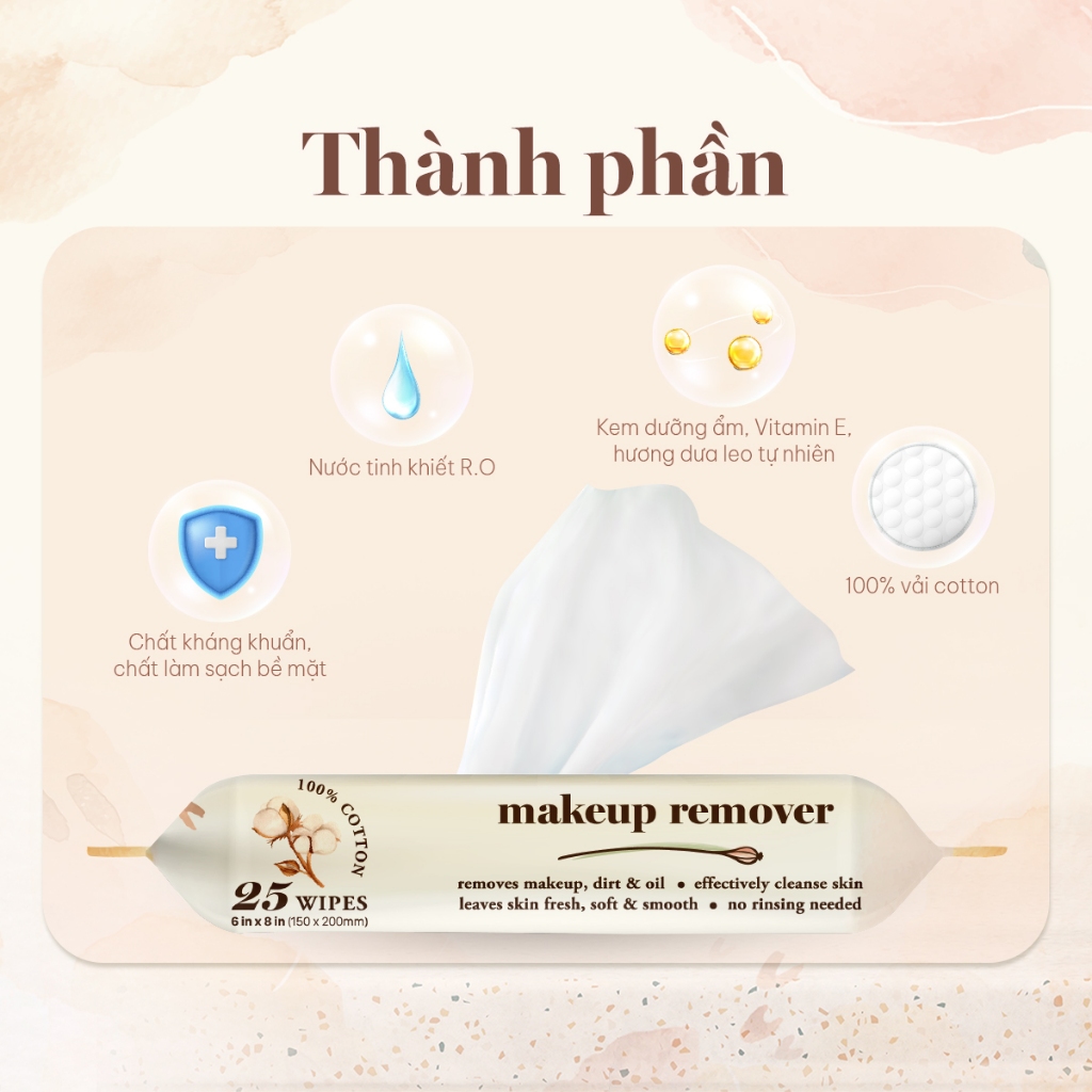 Ảnh Khăn tẩy trang ECOWIPES Facial Cleansing Towelettes Makeup Remover, 25 Tờ/ Gói - Daily Beauty 4