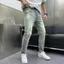 Quần jean nam co giãn 4 chiều,quần bò nam màu xám xước nhẹ,form chuẩn,ống côn phong cách
