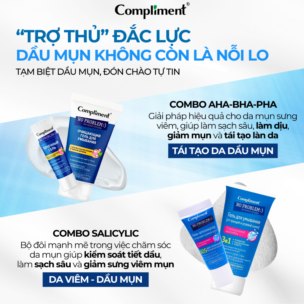 Ảnh Bộ Chăm Sóc Da Mặt Kem Giảm Thâm Chấm Mụn Compliment Smoothe 25ml & Sữa Rửa Mặt Da Dầu Mụn 200ml 4