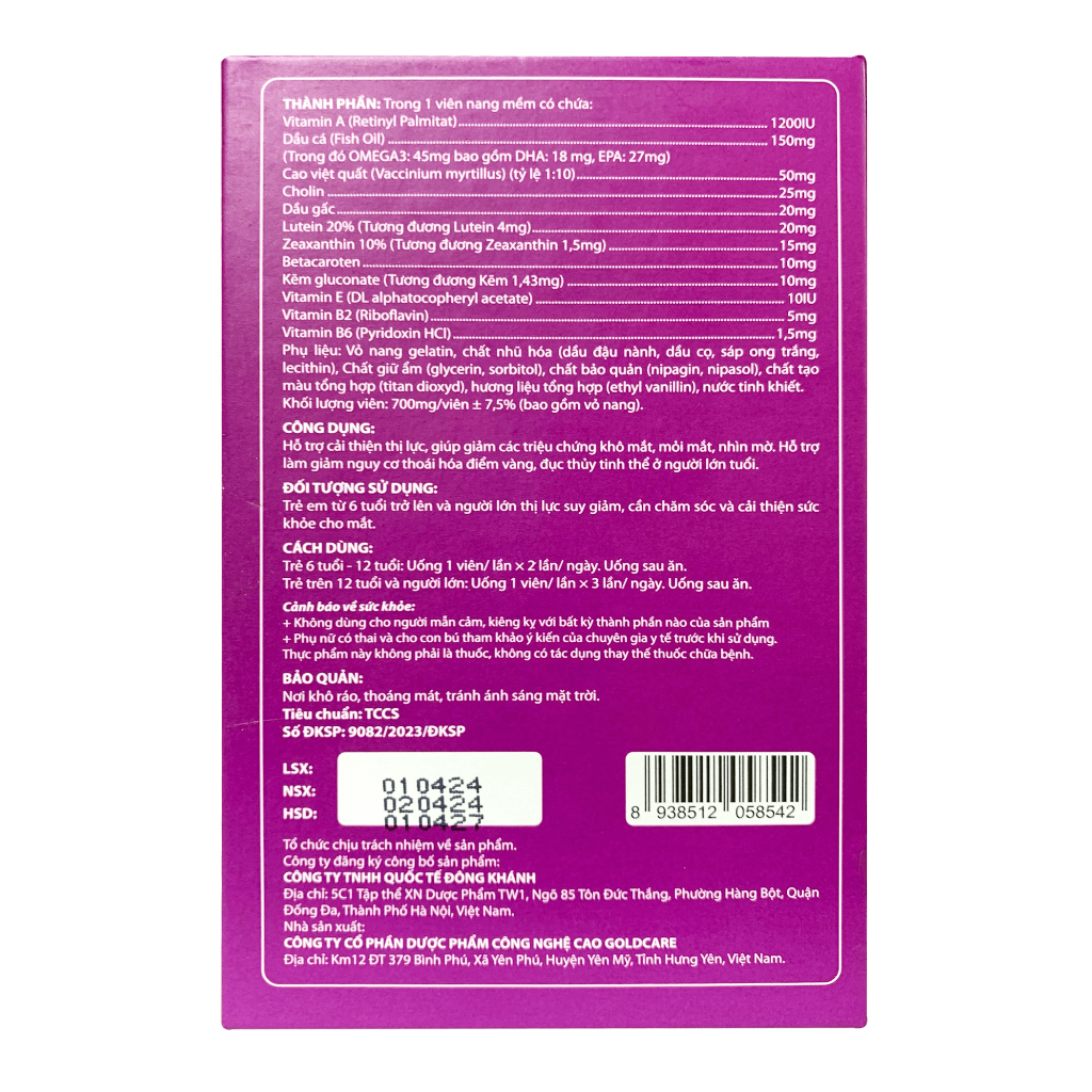 Viên Uống Sáng Mắt Masvision ĐK Cải Thiện Thị Giác, Tăng Cường Thị Lực N1 - Lọ 60 Viên