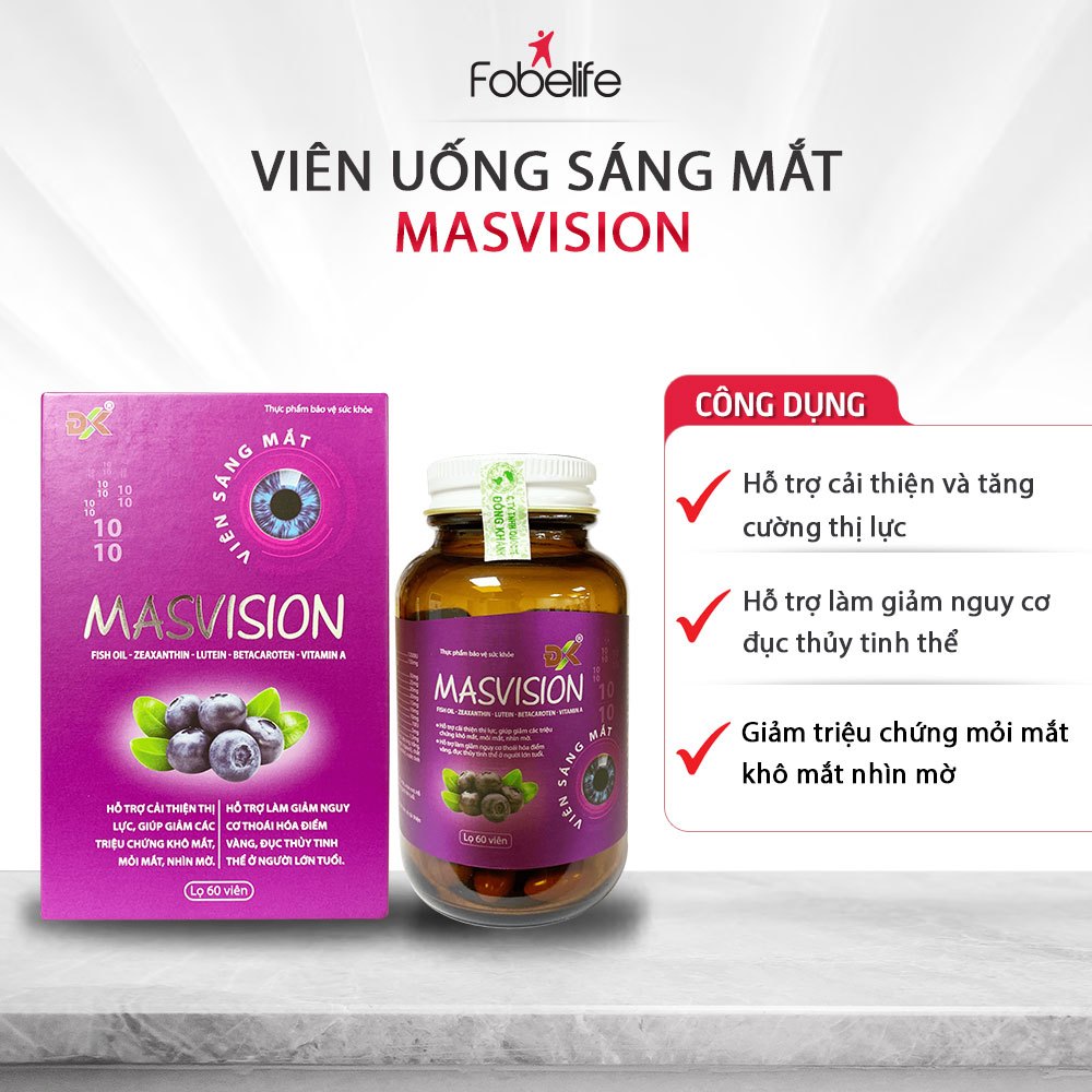 Viên Uống Sáng Mắt Masvision ĐK Cải Thiện Thị Giác, Tăng Cường Thị Lực N1 - Lọ 60 Viên