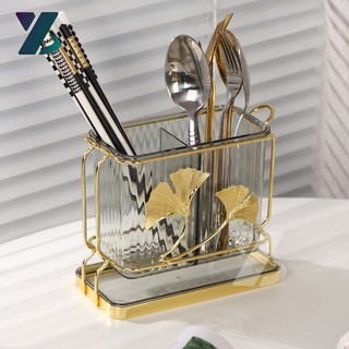 ống đũa meka phong cách bắc âu,ống đựng dao đũa 2 lá vàng đặt bàn