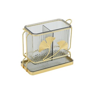 ống đũa meka phong cách bắc âu,ống đựng dao đũa 2 lá vàng đặt bàn