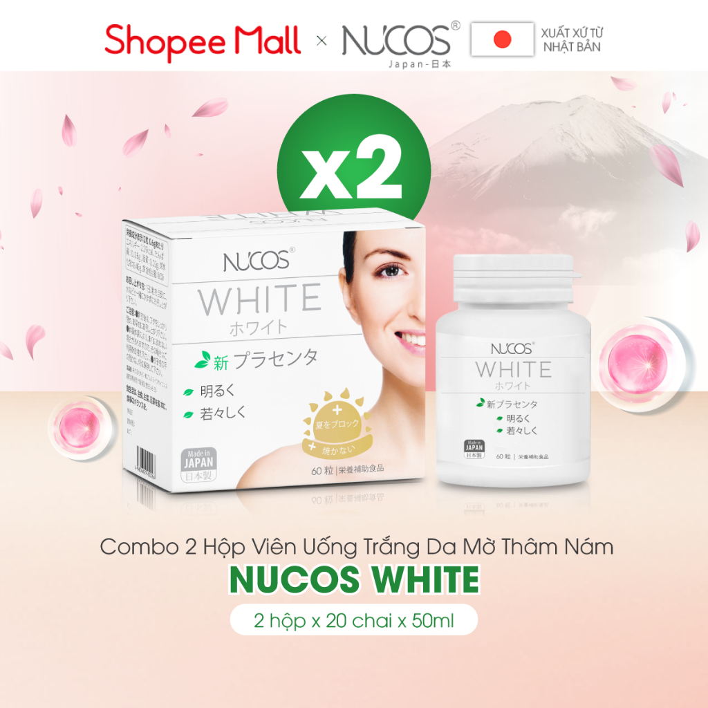 Ảnh TPBVSK Combo 2 hộp Viên uống trắng da mờ thâm nám Nucos White 60 viên 2