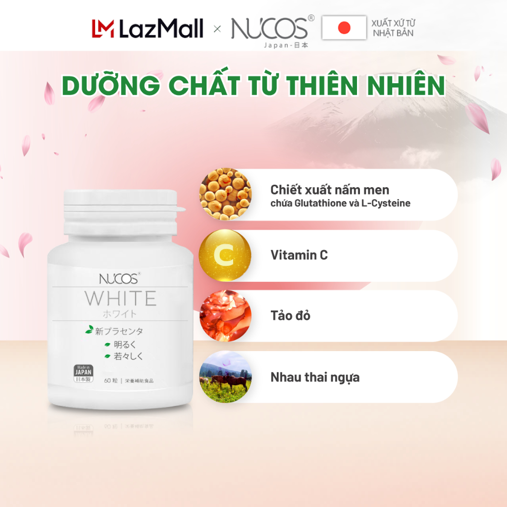 Ảnh TPBVSK Combo 2 hộp Viên uống trắng da mờ thâm nám Nucos White 60 viên 4