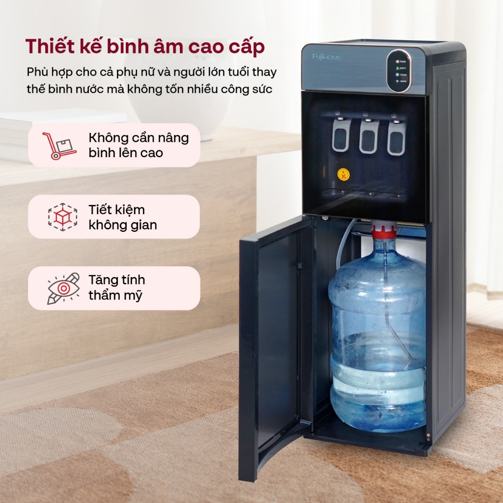 Ảnh Cây nước nóng lạnh FUJIHOME WD11ES bình âm, làm lạnh điện tử, 3 vòi riêng biệt, bảo hành toàn quốc 3