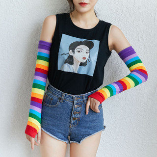 1 Cặp Tất Ống Tay LGBT Phối Màu Cầu Vồng Xinh Xắn