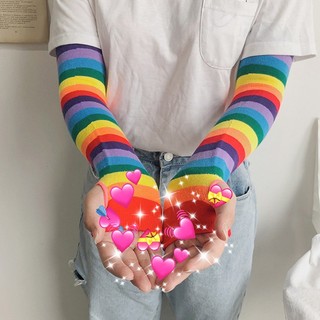 1 Cặp Tất Ống Tay LGBT Phối Màu Cầu Vồng Xinh Xắn