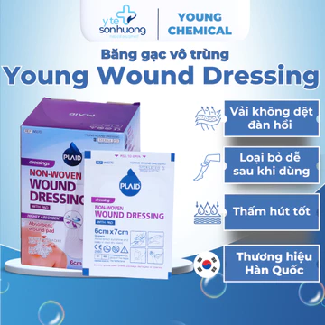 Băng Gạc Vô Trùng Young Wound Dressing 6cm x 7cm vô trùng,Băng Dán Vết Thương Không Dị Ứng