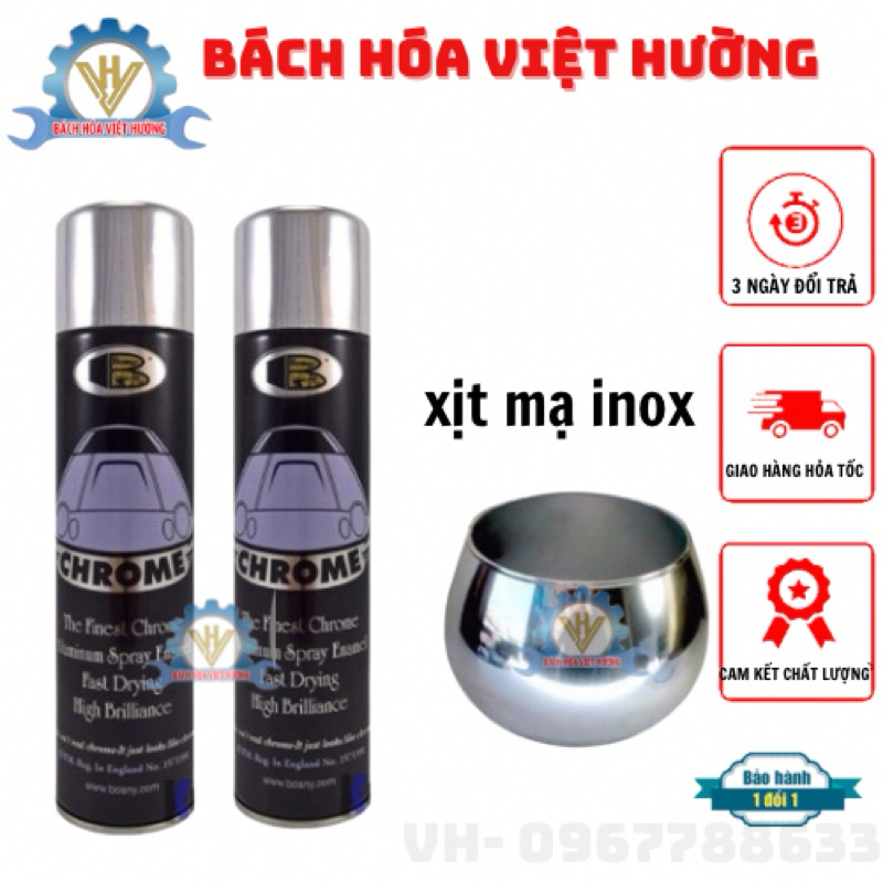 Sơn xịt mạ inox, Sơn bạc mạ chrome (crom) - chrome bosny, chai sơn mạ ...