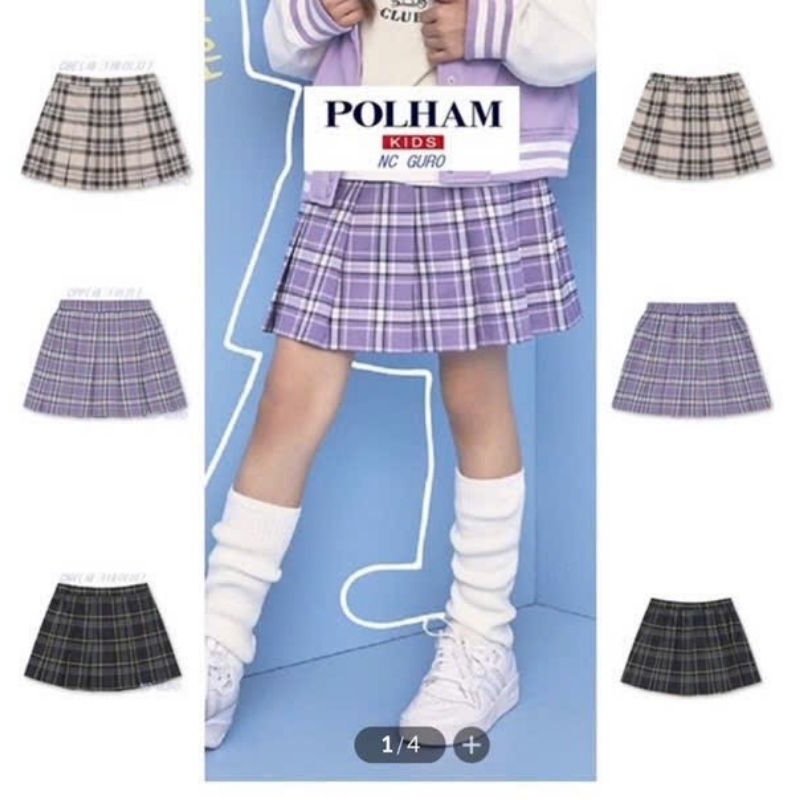 (Sale) Chân váy xếp ly bé gái Polham* size đại - dư xịn