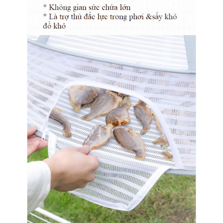 Lồng phơi thực phẩm màu xanh, phơi cá tiện lợi, chống ruồi muỗi, côn trùng