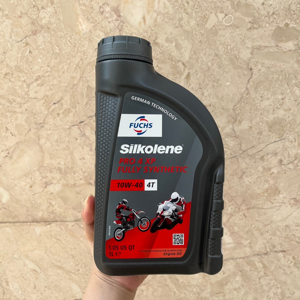 Nhớt Xe Máy Fuchs Silkolene 10W40 Pro 4XP Dành Cho Xe Số, Côn Tay Tặng Súc Động Cơ Và Phụ Gia Nhớt Mới