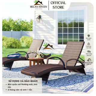 Giường Bể Bơi mây nhựa Cao Cấp Relax Haven - Trang Trí sân vườn khu nghỉ dưỡng khách sạn, dùng Tắm Nắng, Thư Giãn/HCM
