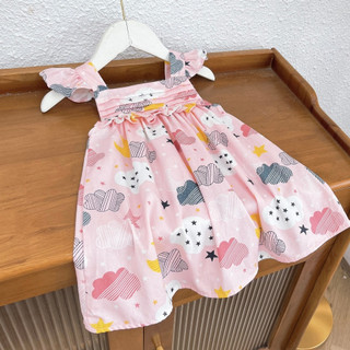 Váy bé gái hai dây (9-26kg) cánh tiên mây hồng dễ thương 1-7 tuổi (9-26kg) N0111