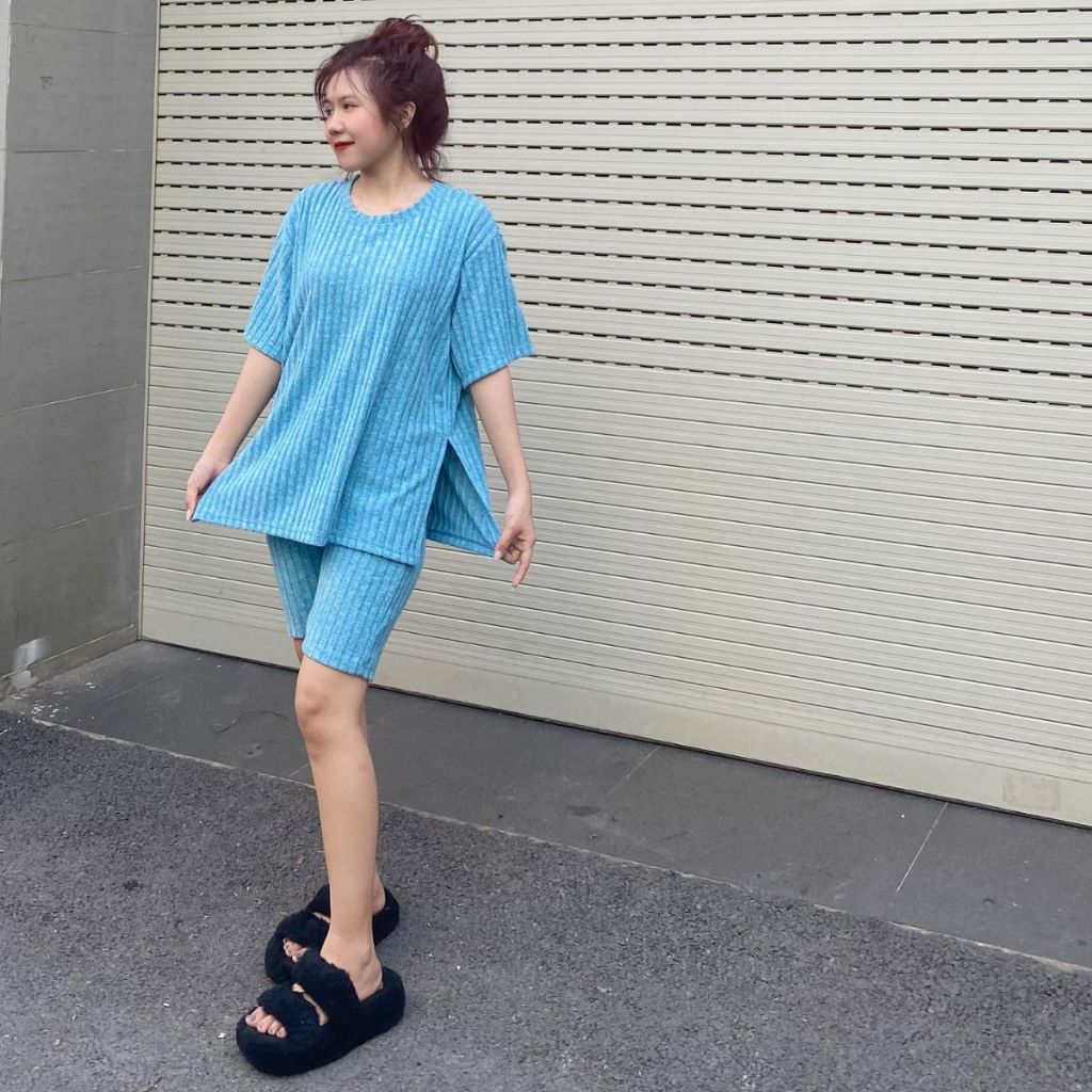 Thời Trang Bigsize Đồ Bộ Nữ Quần Lửng Ngố Vải Thun Gân ESHOP Đồ Mặc Nhà Mặc Đẹp Dễ Thương Sang Chảnh