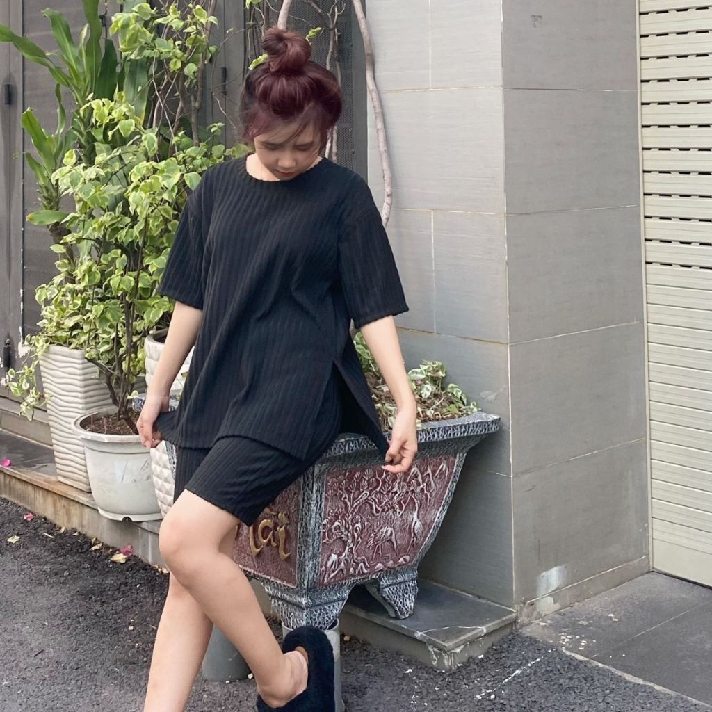 Thời Trang Bigsize Đồ Bộ Nữ Quần Lửng Ngố Vải Thun Gân ESHOP Đồ Mặc Nhà Mặc Đẹp Dễ Thương Sang Chảnh