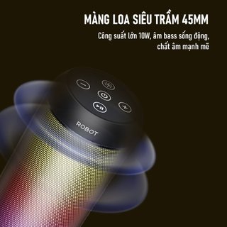 Loa Bluetooth ROBOT RB510 Bass Lớn Công Suất 10W Đèn Led RGB Chống Nước - Hỗ trợ Kết Nối Thẻ Nhớ/USB/ AUX Cổng 3.5