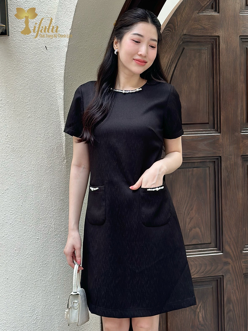 Ảnh Đầm suông, Đầm váy đen bigsize TIFALU - ZOL320BLK 3