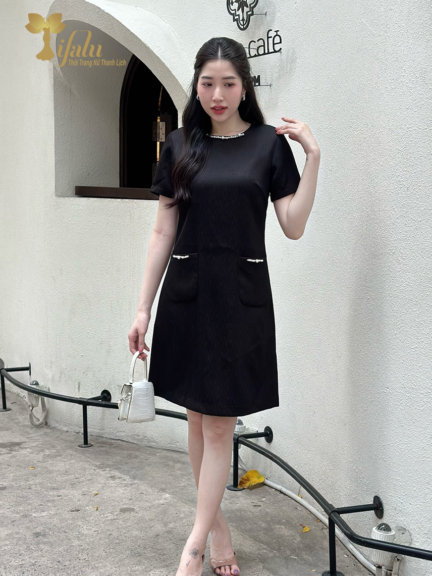 Ảnh Đầm suông, Đầm váy đen bigsize TIFALU - ZOL320BLK 4